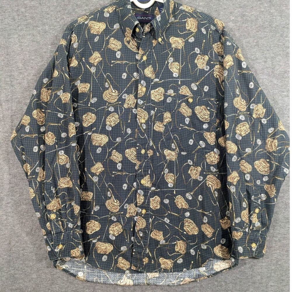 Gant Chelsea Twill Men's Long Sleeve Button‎ Down 100% Cotton Fly Fishing Size M